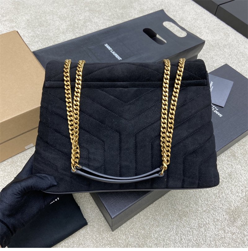 생로랑 스웨이드 벨벳 룰루 숄더 라지 백 네이비 392288