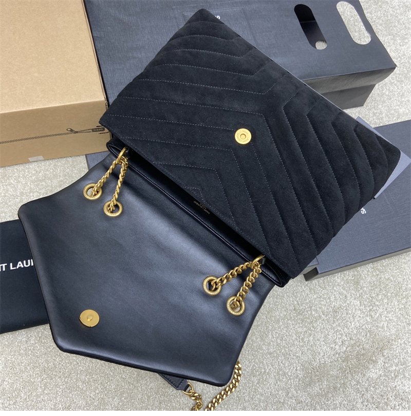 생로랑 스웨이드 벨벳 룰루 숄더 라지 백 네이비 392288