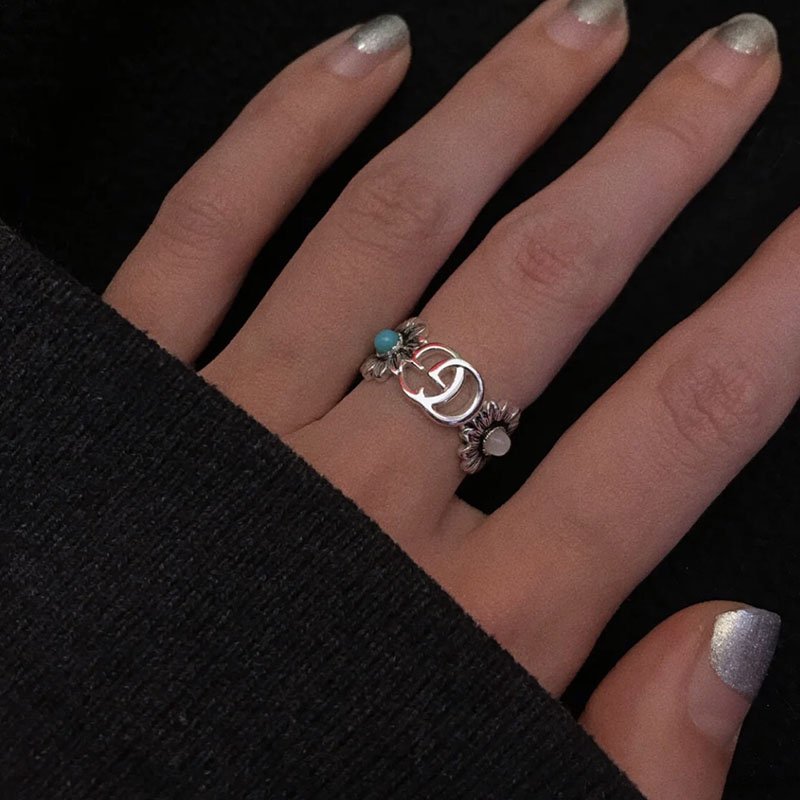 구찌 더블 G 플라워 스터드 반지