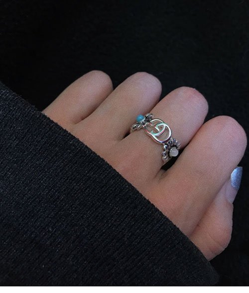 구찌 더블 G 플라워 스터드 반지