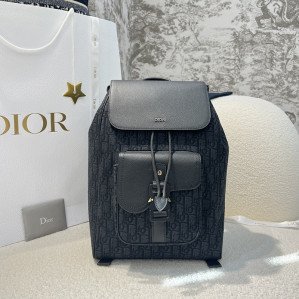 디올 새들 플랩 백팩 블랙 오블리크 자카드