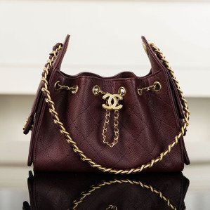 샤넬 26C 25 미니 호보 백 그레인드 카프스킨 골드 메탈 버건디