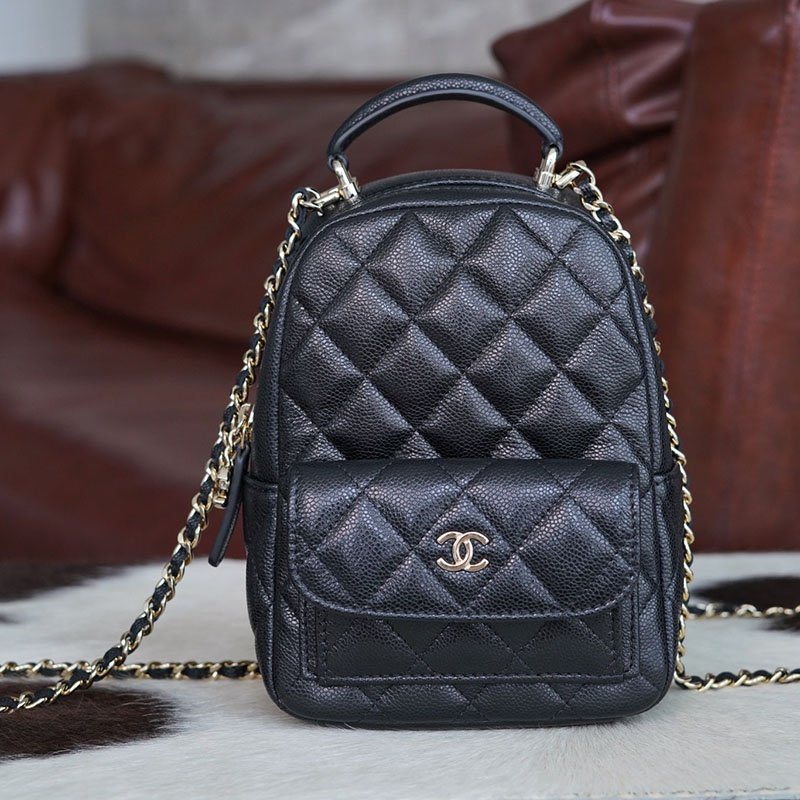 샤넬 24C 탑 핸들 미니 백팩 블랙