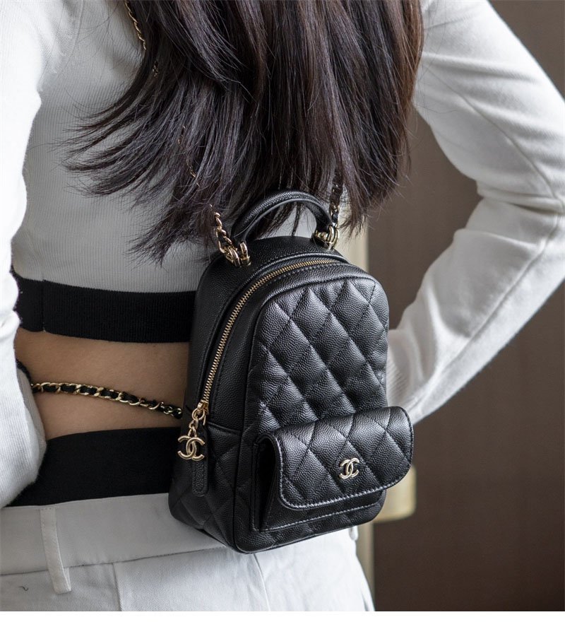 샤넬 24C 탑 핸들 미니 백팩 블랙