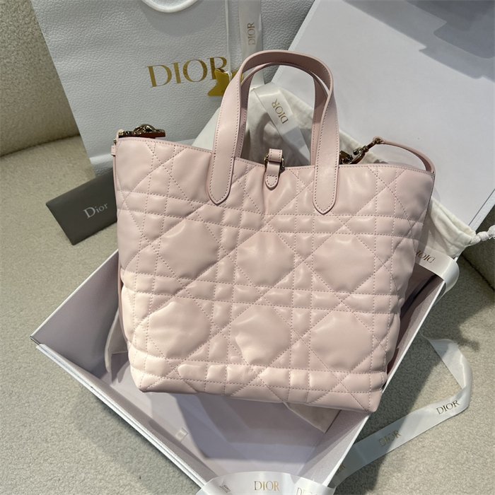 디올 뚜주흐 미디엄 버티컬 토트백 페일 핑크 매크로까나쥬