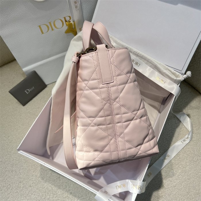 디올 뚜주흐 미디엄 버티컬 토트백 페일 핑크 매크로까나쥬