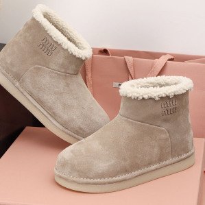 미우미우 스웨이드 시어링 앵클 부츠