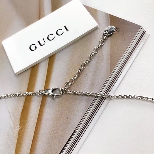 구찌 더블링 팬던트 목걸이 실버 50+5㎝