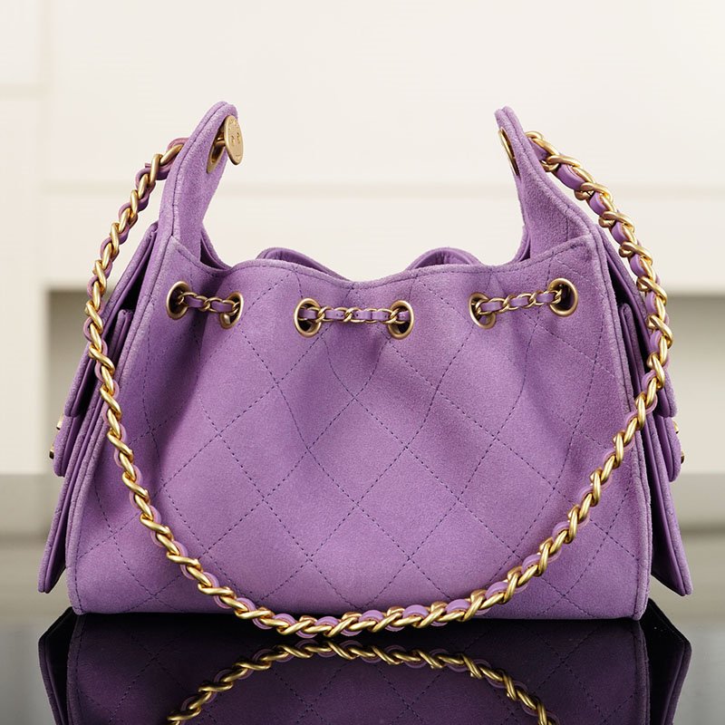 샤넬 26C 25 미니 호보 백 스웨이드 퍼플