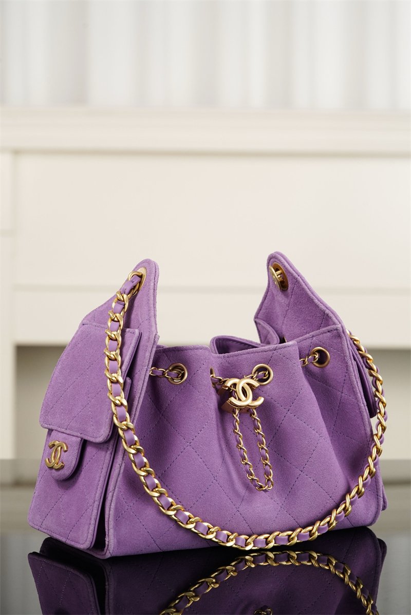 샤넬 26C 25 미니 호보 백 스웨이드 퍼플
