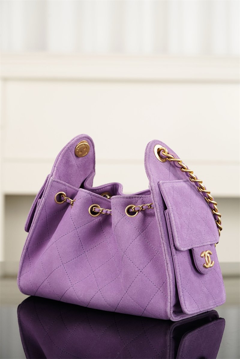 샤넬 26C 25 미니 호보 백 스웨이드 퍼플