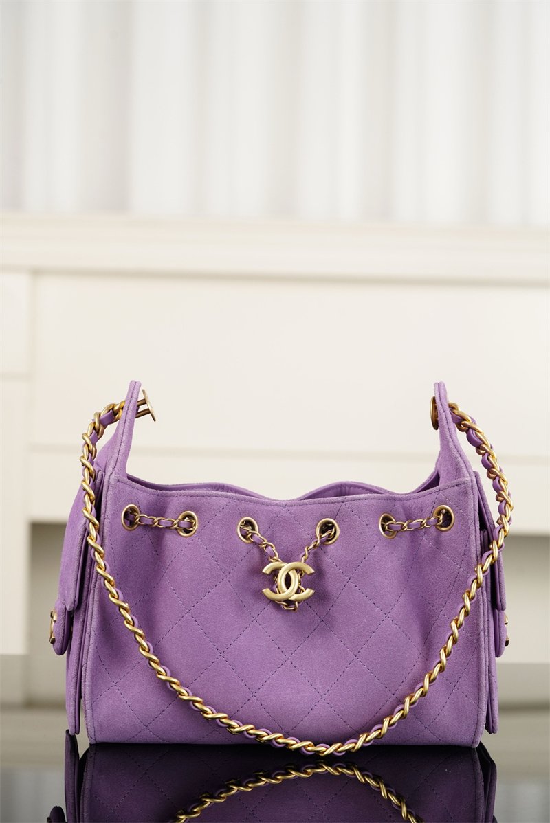 샤넬 26C 25 미니 호보 백 스웨이드 퍼플